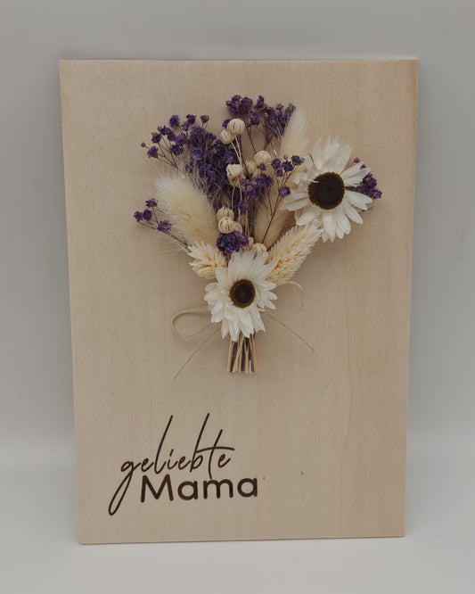Trockenblumenschild "geliebte Mama" lila