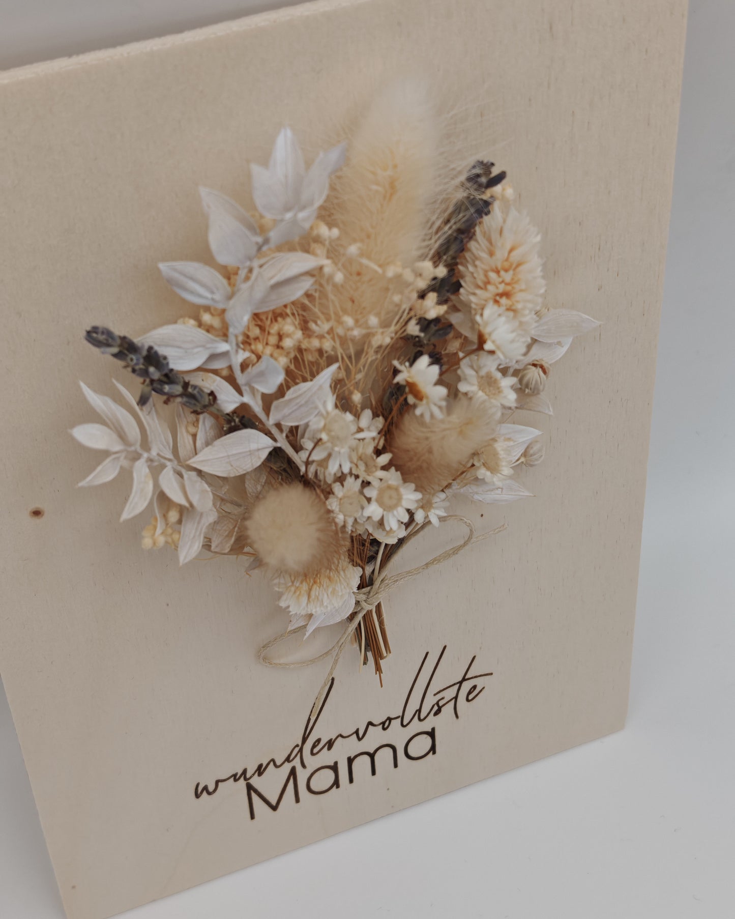 Trockenblumenschild "wundervollste Mama" lila -weiß