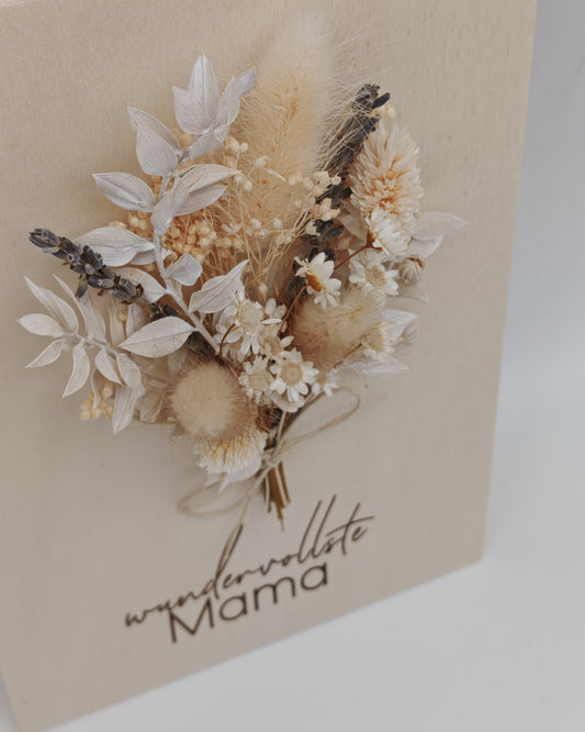 Trockenblumenschild "wundervollste Mama" lila -weiß