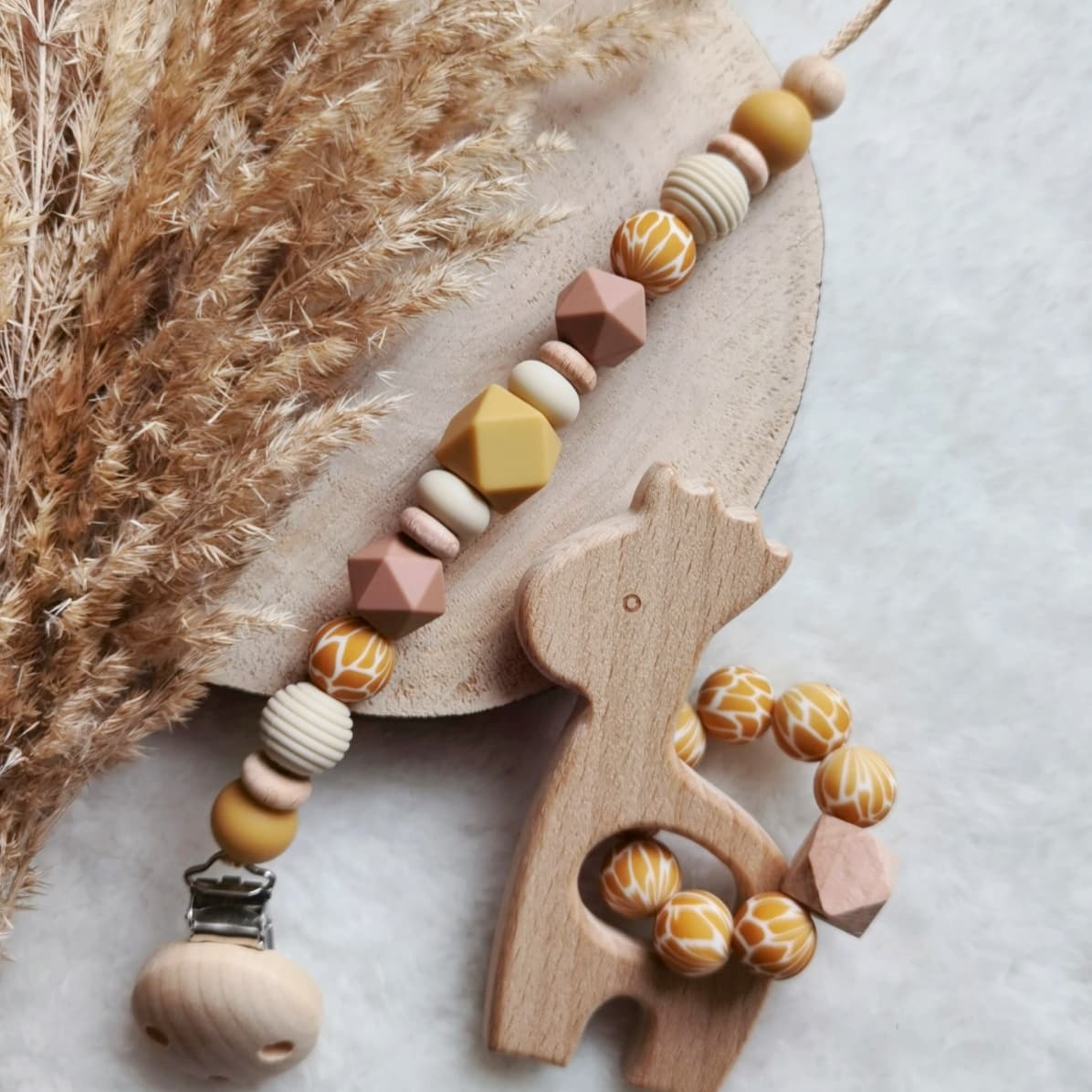 Baby Set -Giraffe- Schnullerkette und oder Greifling