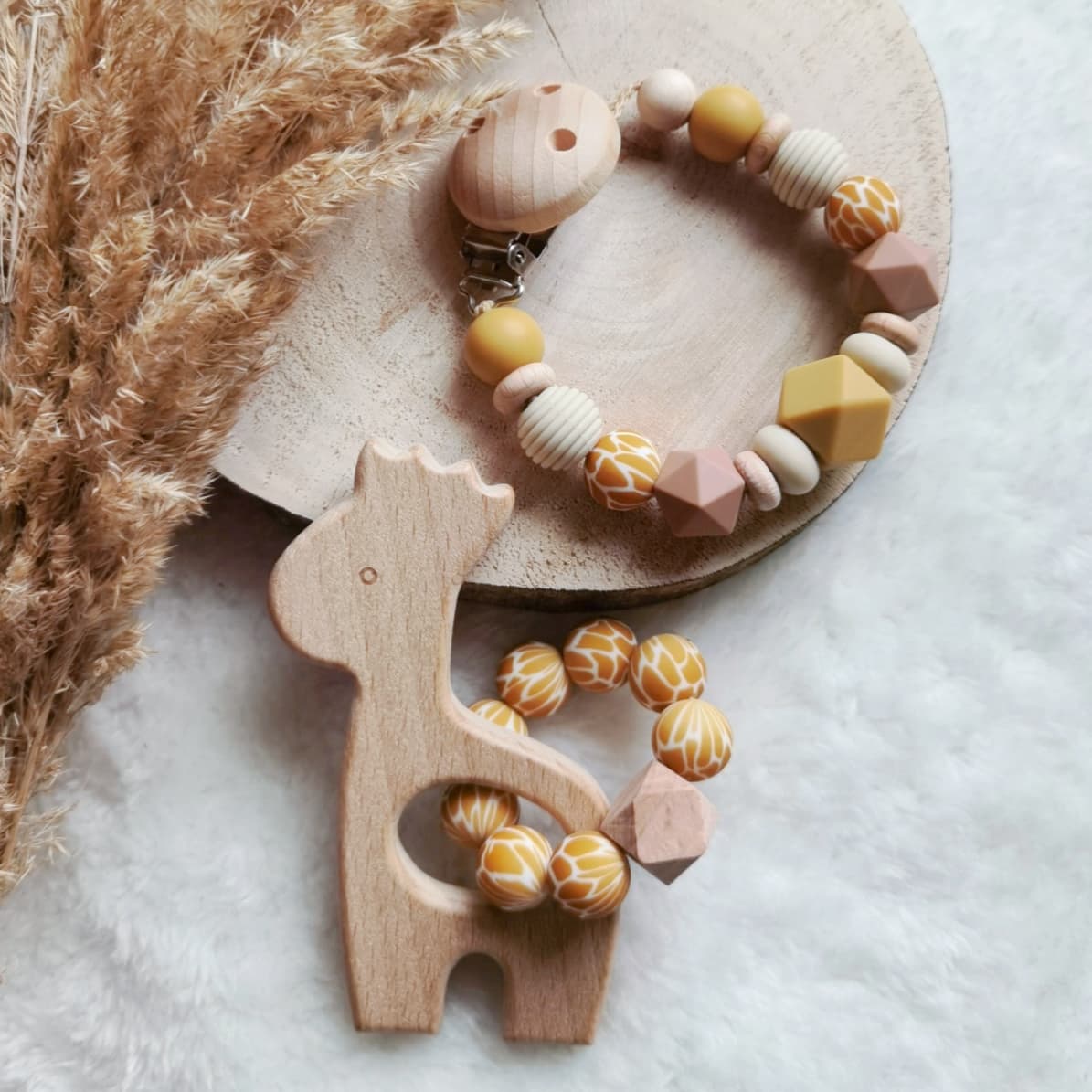 Baby Set -Giraffe- Schnullerkette und oder Greifling