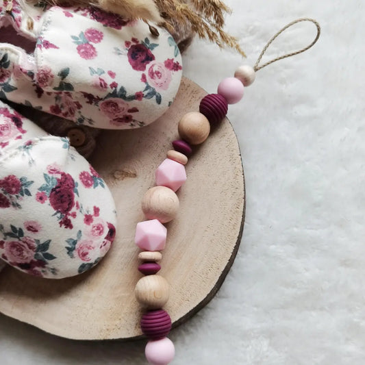 Schnullerkette "Rafael - Rosa/ Bordeaux"