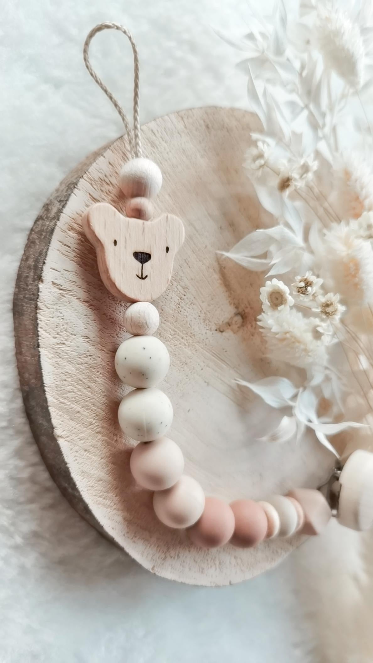 Baby Set "Lian" - Farbe Camel - Schnullerkette und oder Greifling