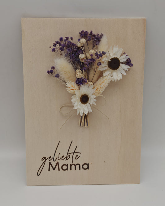 Trockenblumenschild "geliebte Mama" lila