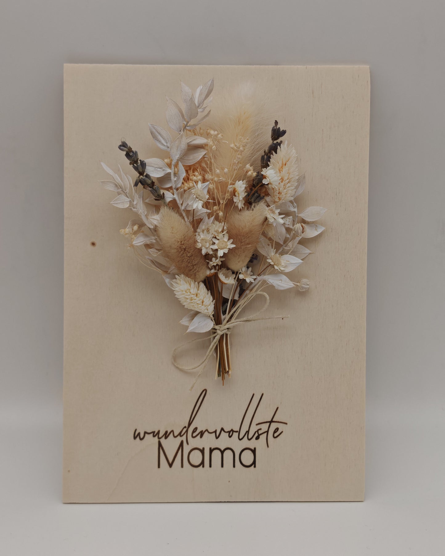 Trockenblumenschild "wundervollste Mama" lila -weiß