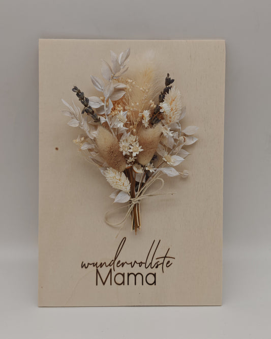 Trockenblumenschild "wundervollste Mama" lila -weiß