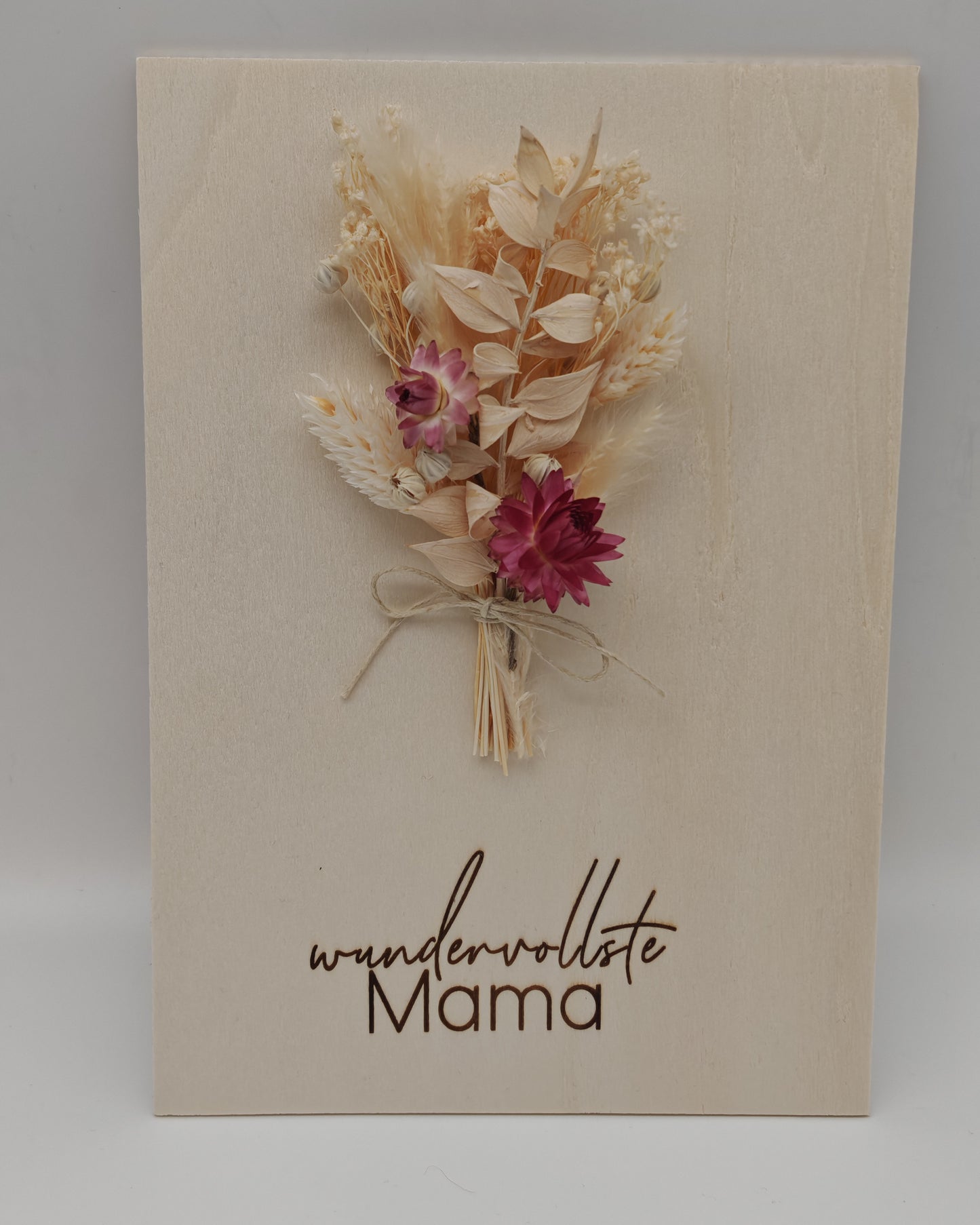Trockenblumenschild "wundervollste Mama" Pink