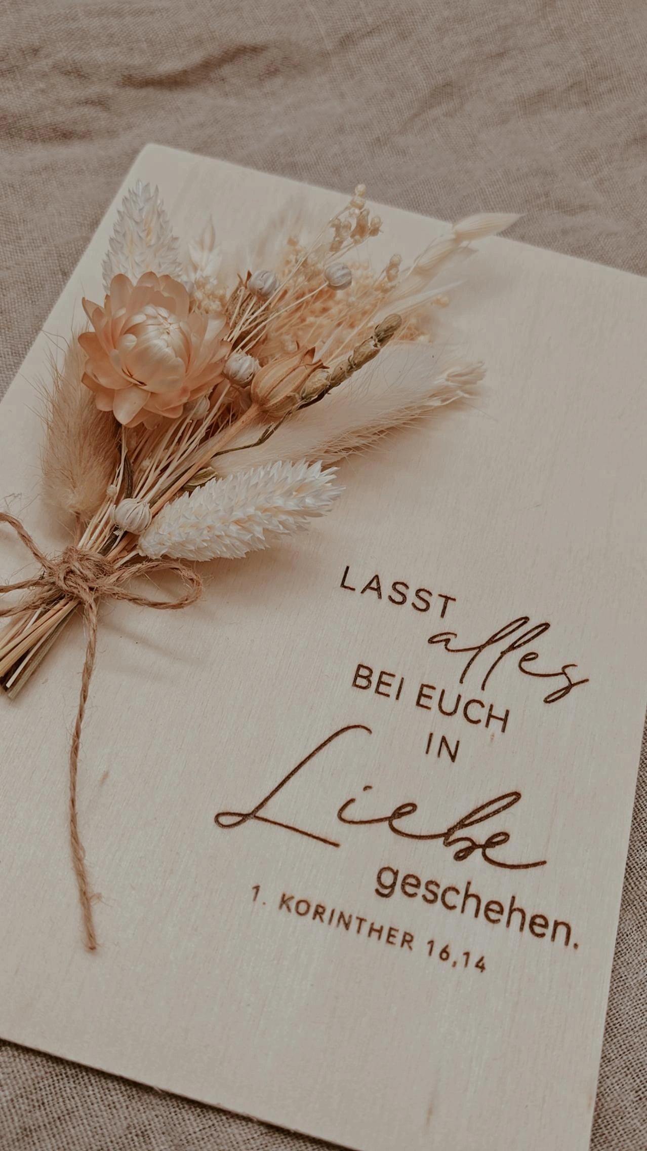 Trockenblumenschild "in Liebe"