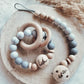 Baby Set -Ombre grau- Schnullerkette und oder Greifling