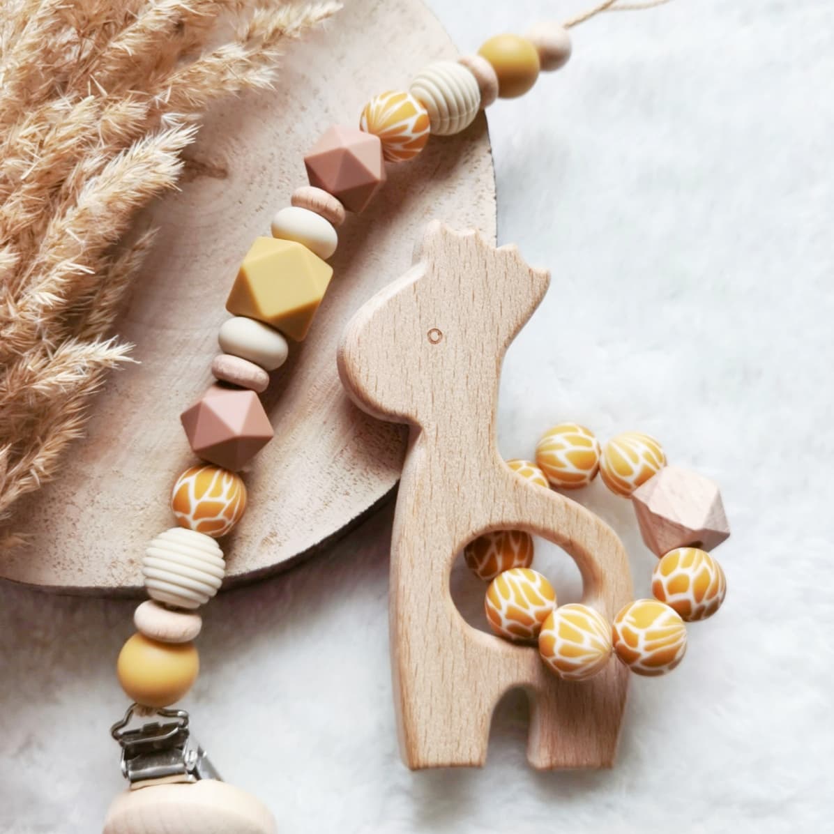 Baby Set -Giraffe- Schnullerkette und oder Greifling
