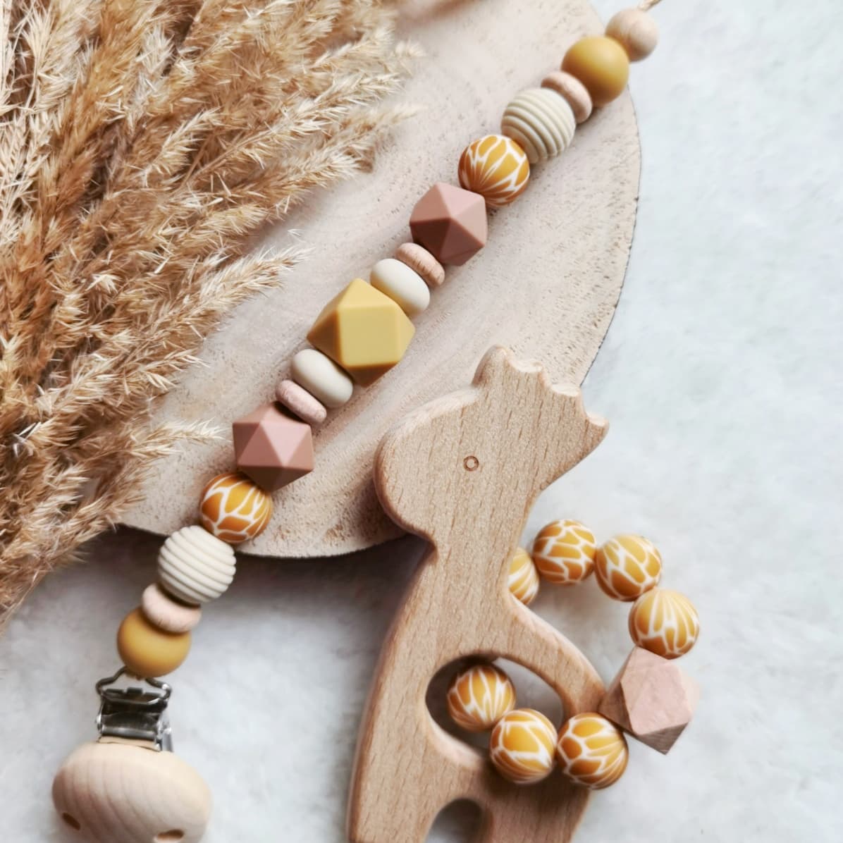 Baby Set -Giraffe- Schnullerkette und oder Greifling