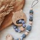 Baby Set -Leoprint grau- Schnullerkette und oder Greifling