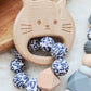 Baby Set -Leoprint grau- Schnullerkette und oder Greifling
