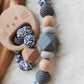 Baby Set -Leoprint grau- Schnullerkette und oder Greifling