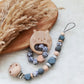 Baby Set -Leoprint grau- Schnullerkette und oder Greifling