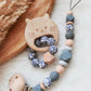 Baby Set -Leoprint grau- Schnullerkette und oder Greifling