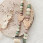 Schnullerkette , Schnullerkette Junge | grün taupe beige | Bär Teddy | Frühchen Neugeborene | leichter und kürzer