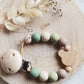Schnullerkette , Schnullerkette Junge | grün taupe beige | Bär Teddy | Frühchen Neugeborene | leichter und kürzer