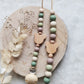 Schnullerkette , Schnullerkette Junge | grün taupe beige | Bär Teddy | Frühchen Neugeborene | leichter und kürzer