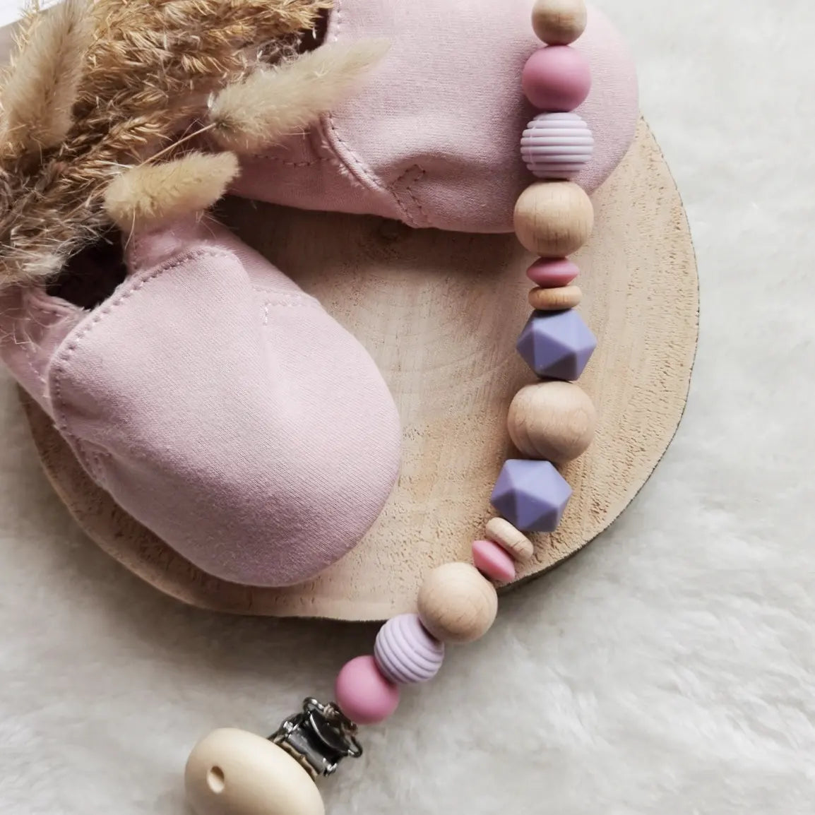 Schnullerkette "Rafael - lila und pink"