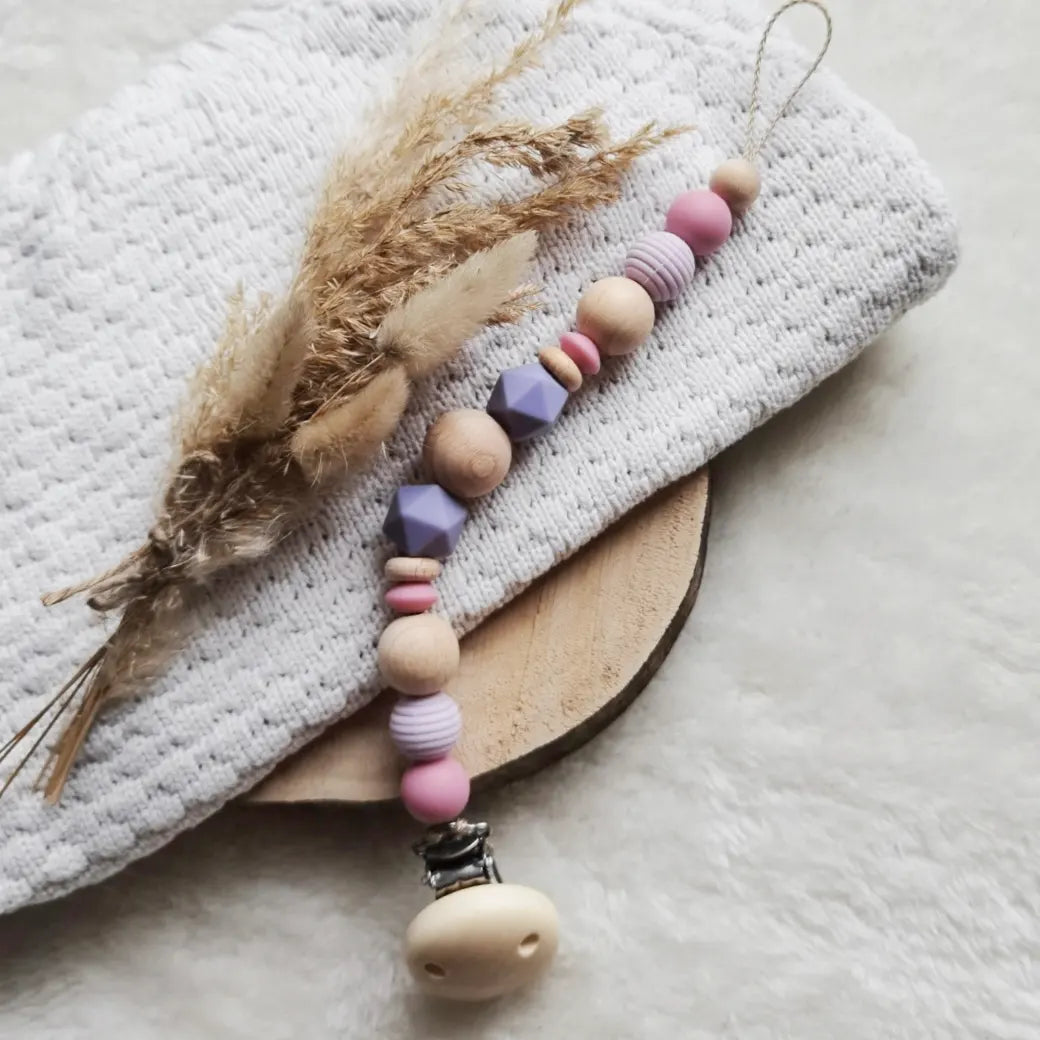 Schnullerkette "Rafael - lila und pink"