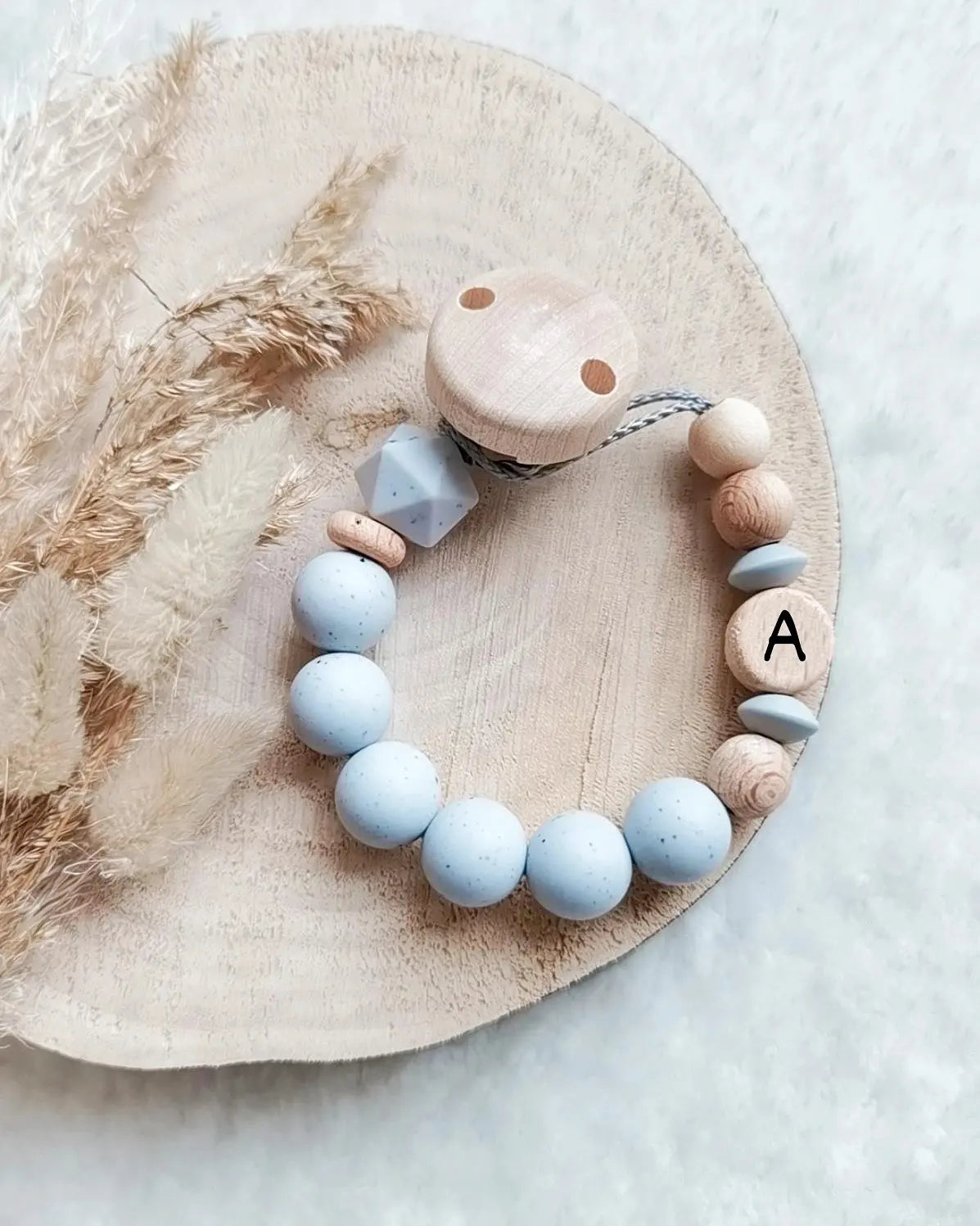Schnullerkette "Lina" mit Initialien Gravur
