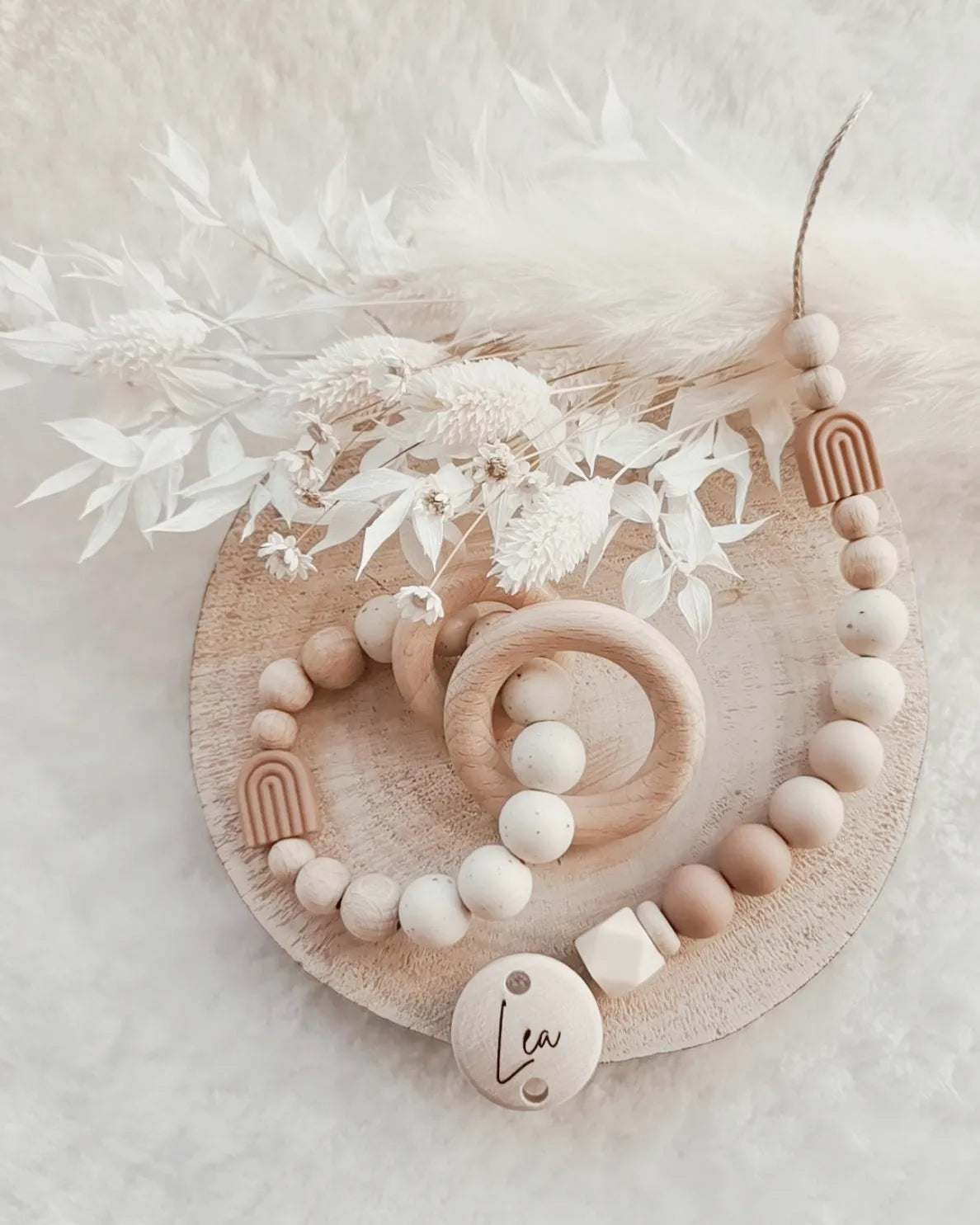 Baby Set "Lea" Schnullerkette, Wagenkette und oder Greifling