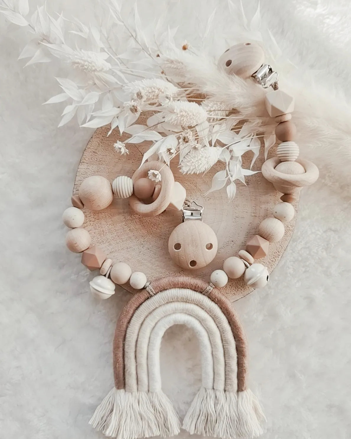 Baby Set "Lea" Schnullerkette, Wagenkette und oder Greifling